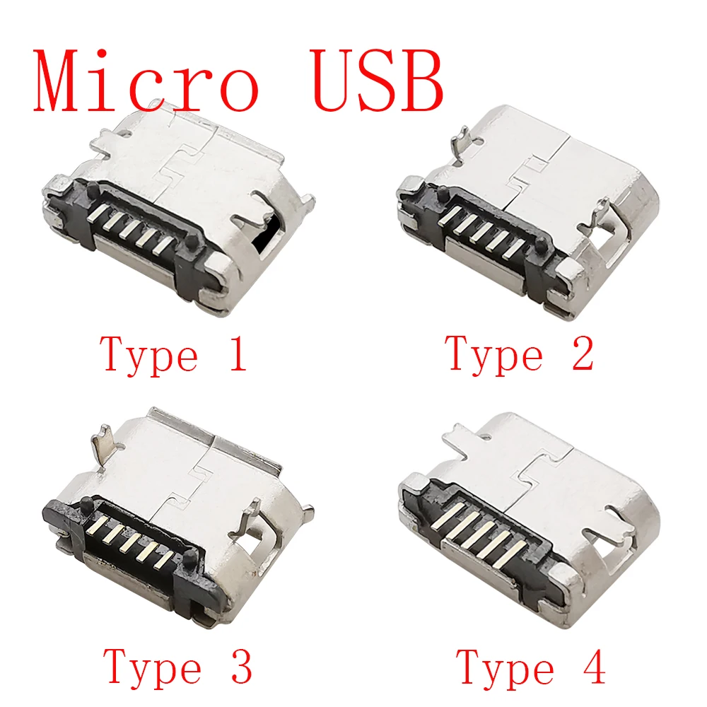 

Micro-B USB 5 PIN Female Port Jack SMD DIP Socket Plug For Tail Charging Mobile Phone Connectors MicroUSB DIY Repair Adapter