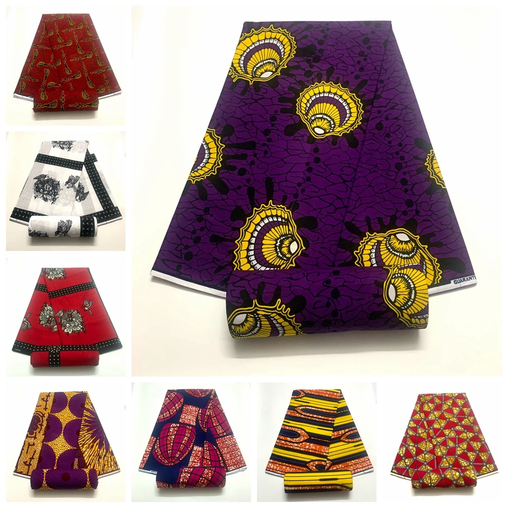 

Ткань из Анкары, Африканский настоящий восковой принт, хлопок 100%, новый дизайн 2023, ткань для пэчворка, ткань для платья, 6 ярдов, распродажа се...