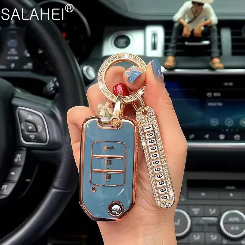 

1 Pcs Diamond New TPU Car Key Bag Case For Honda CRV CR-V Fit Civic Accord HR-V HRV City Odyssey XR-V Protector Accessories