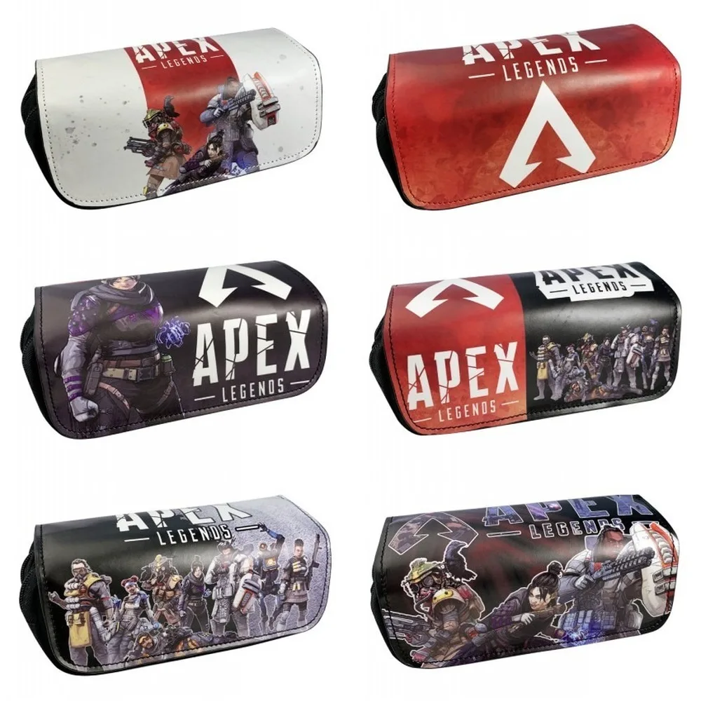 

Game Apex Legends Pencil Holder PU + Canvas Cosmetic Bag Student Stationery Pouch Bag Makeup Organizer Bag