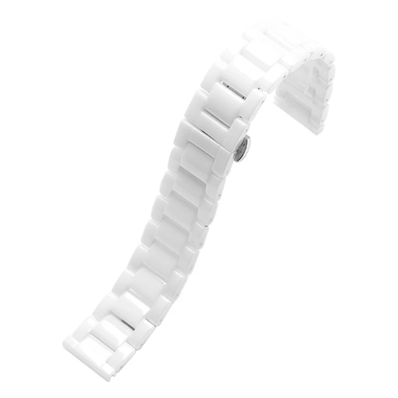 High Quality Ceramic Watch Band 14mm 16mm 18mm 20mm 21mm 22mm Black Flat Interface Ceramic Universal Strap Women Men  Bracelet