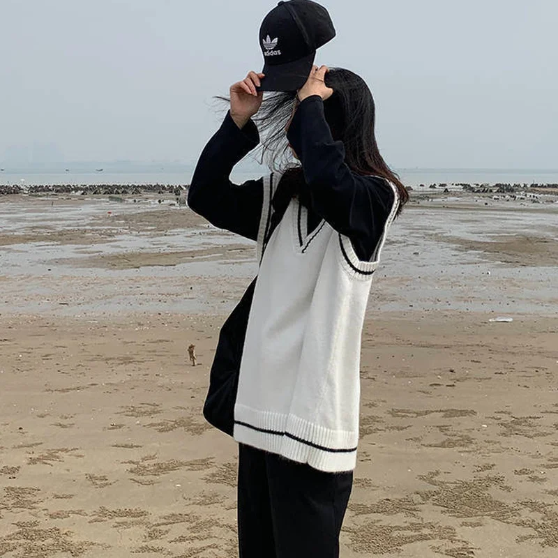 Женские свитера жилеты в консервативном стиле Harajuku студенческая уличная одежда