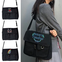 womens canvas messenger bag casual satchel girls handbag shoulder large capacity tote bag female teacher pattern shopping bags