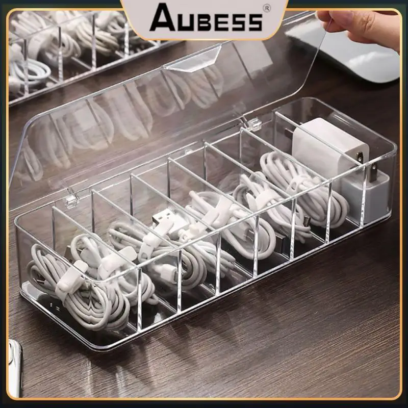 

Transparent 8 Cells Storage Box Hub Material Sorting Box Dustproof Charging Cable Power Cord Buckle Phone Accessories Portable