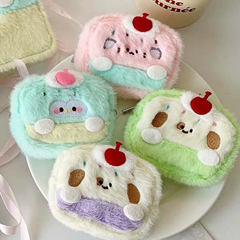 Плюшевая сумка для наушников Cherry Dog Cake мягкая денег кошелек монет на молнии чехол