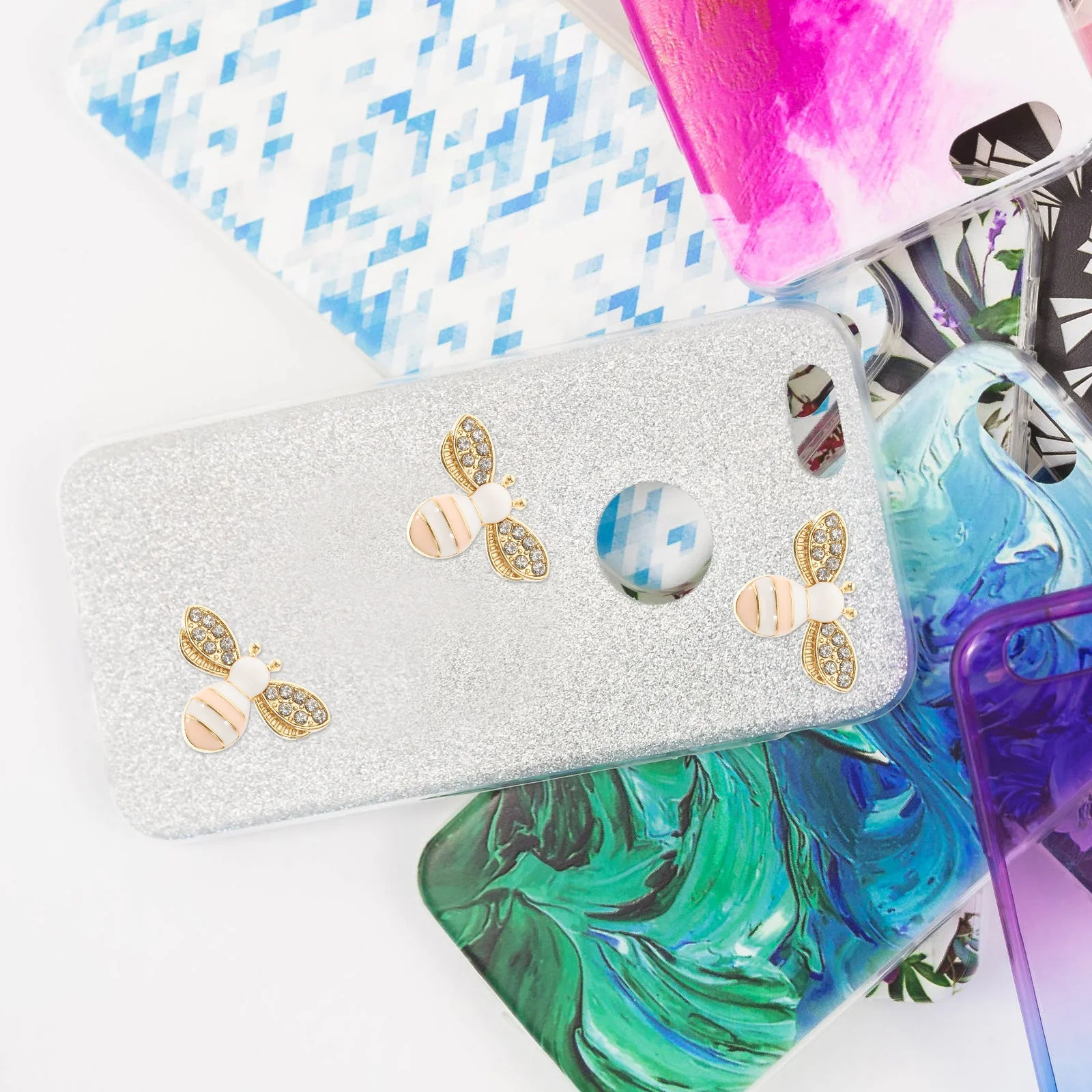 

40 Pcs Small Crafts DIY Phone Cover Charms Miniature Bee Accessories Props Decoration Alloy Adornments Hair Figurine