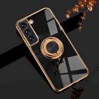 plating magnetic case for samsung galaxy s22 s20 s21 fe ultra s10 plus a52 s a72 note 20 10 a73 a53 a 52s cover with ring holder