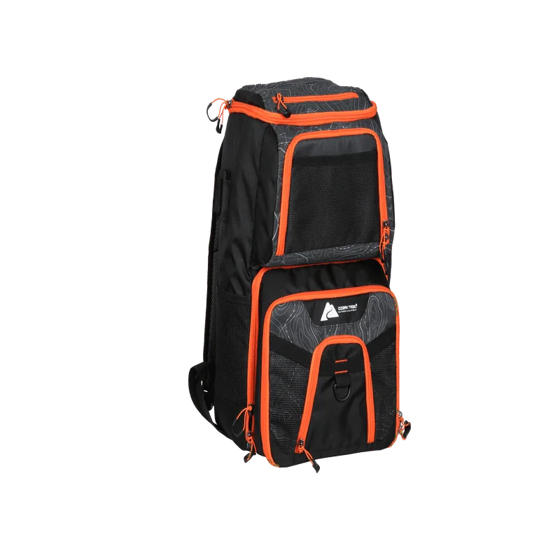 Ozark Trail Elite Fishing Tackle Backpack with Bait Cooler, Black