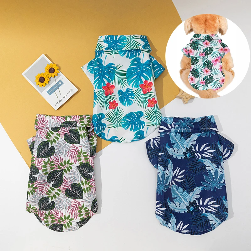 

Hawaiian Style Dog Clothes French Bulldog Pet Clothes Summer Dog Shirts For Small Medium Dogs Puppy Clothe Pet Cat Vest Cute