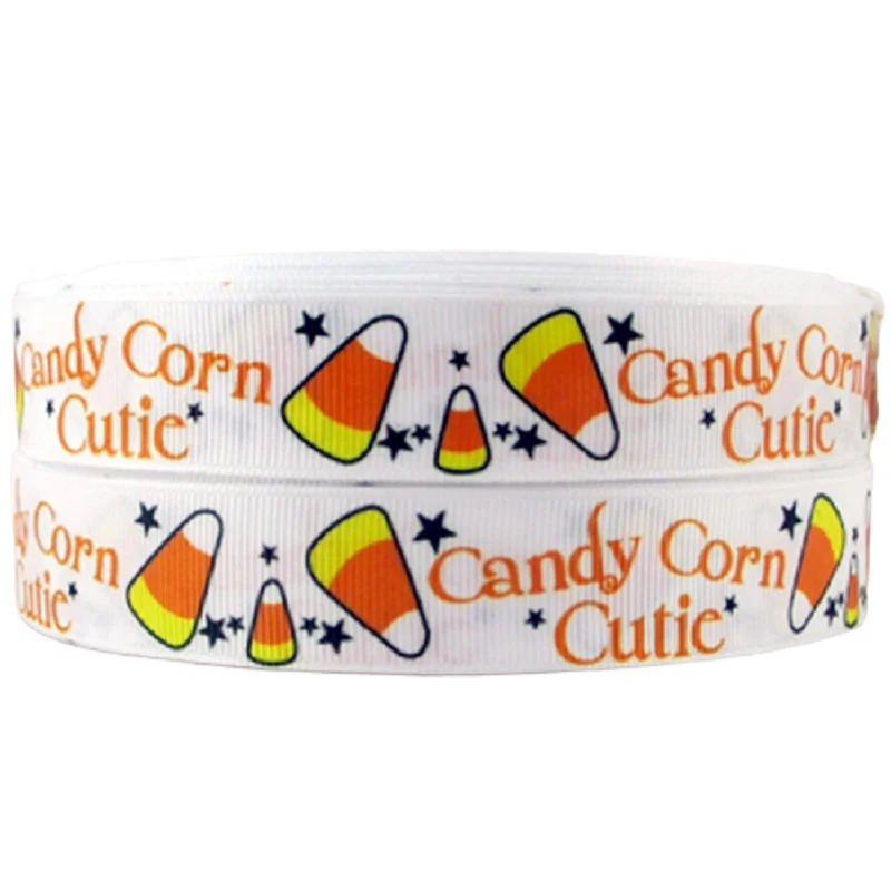 

50yards 7/8" 22mm Halloween Candy Printed Grosgrain Ribbon Party Holiday Decoration DIY Hairbows Materials