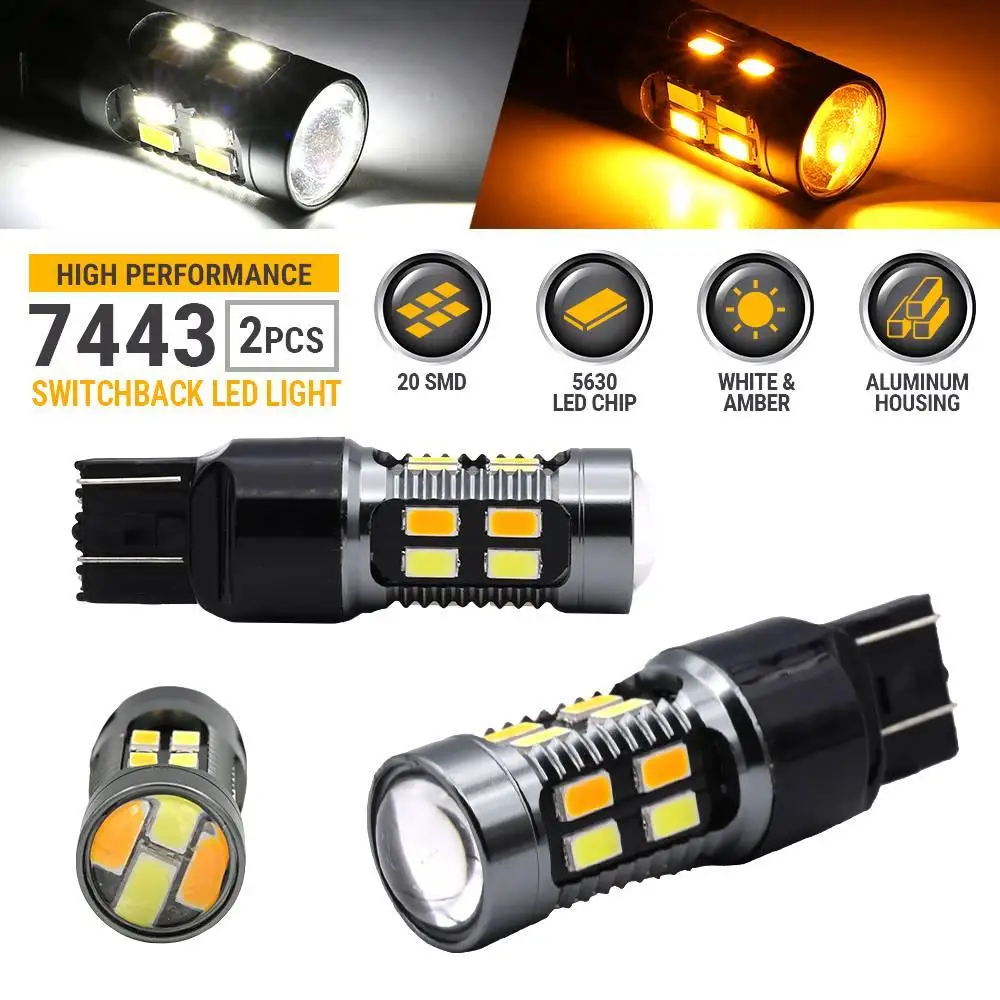

2pcs Led Turn Signal Bulbs 7443 7440 7444 6500k Energy-saving Drl Parking Light Bulbs For Driving Steering