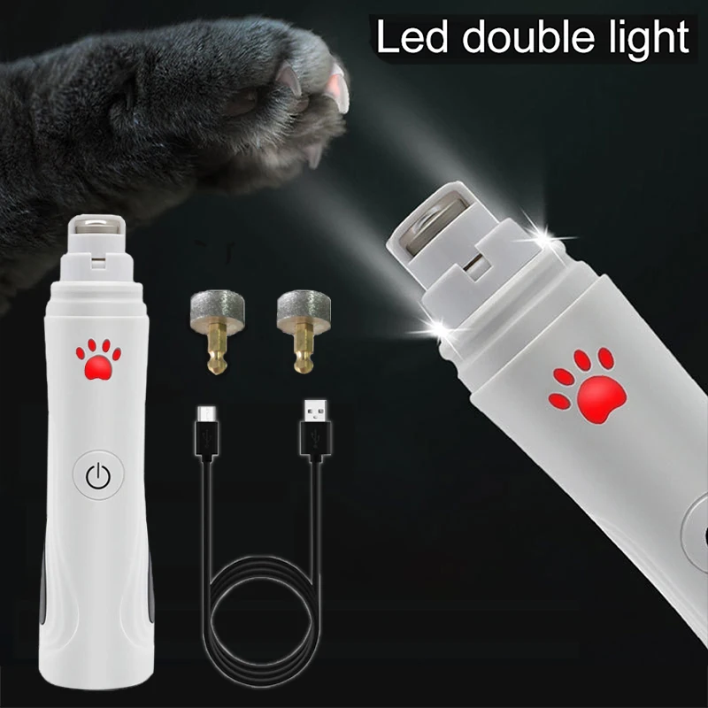 

Dog Nail Grinder Pet Nail Clipper USB Electric Painless Cats Dogs Paws Grooming Trimmer With LED Light 3-Speed Low Noise