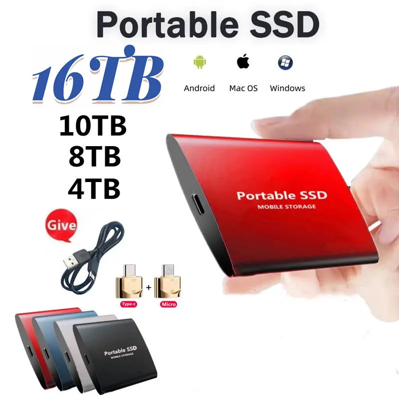 USB3.1 1TB SSD External Moblie Hard Drive Portable High Speed Hard Disk for Desktop Mobile Laptop Computer Storage Memory Stick