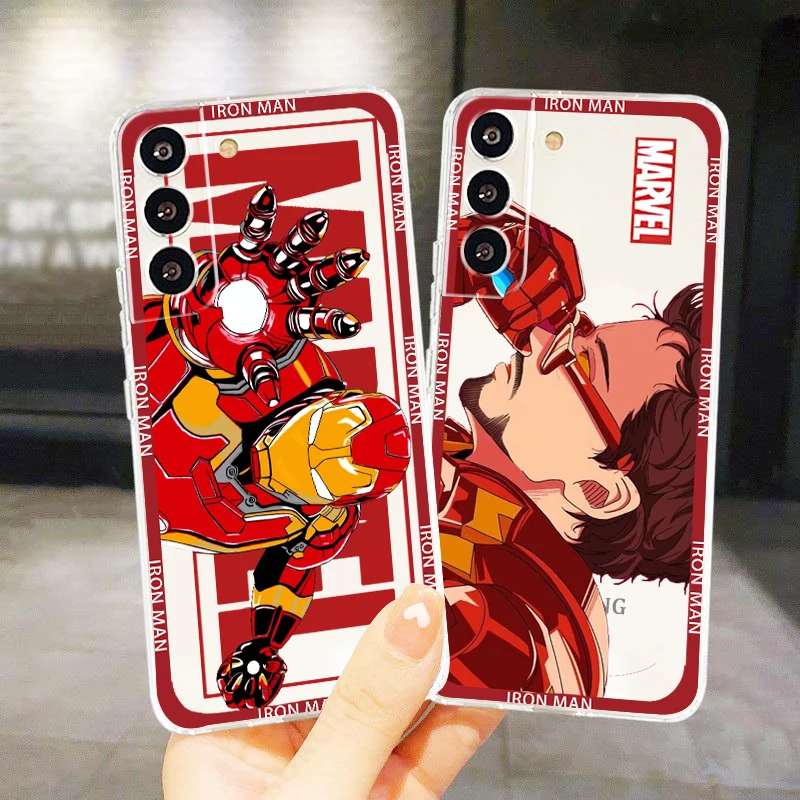 

Marvel Iron Man Tony Stark Phone Case For Samsung S23 S22 S21 S20 FE Ultra Pro Lite S10 5G S10E M52 Plus Transparent Cover