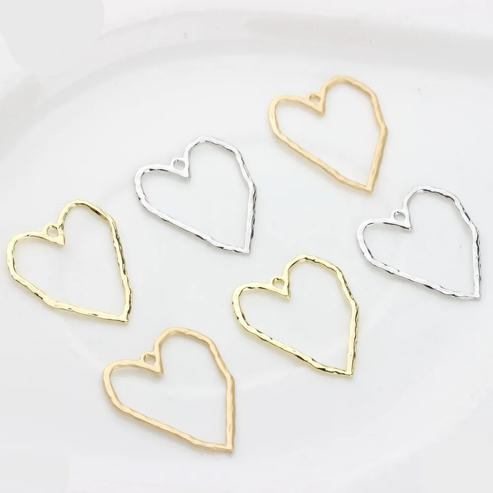 

10pcs Love Heart Pendant Charms Alloy Hollow Pendants Gold Color Pendant Necklace Earrings Making Diy Jewelry Making Supplies