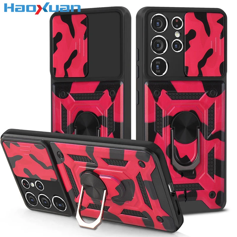 

Shockproof Phone Case For Samsung Galaxy A52 Magnetic Bracket Ring Push Window Protective Cover For Samsung Galaxy A72