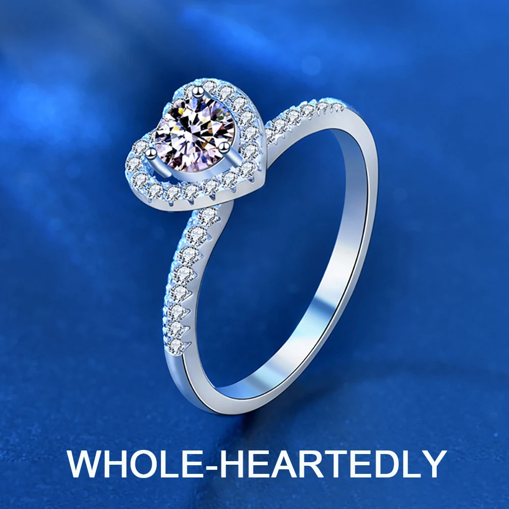 

0.5CT Whole-heartedly Moissanite Ring Woman 925 Sterling Silver Ins Valentine's Gift Ring with Certificate Free Shipping