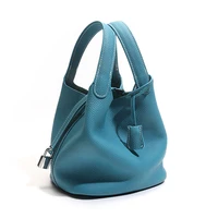 genuine leather hobo handbags for women ladies lock bags top handle bags and bucket purse womens satchel bags