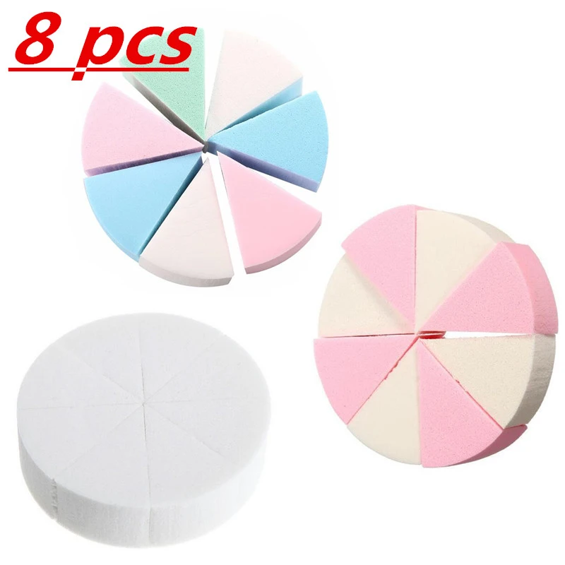 

8Pcs Pack Triangle Shaped Candy Color Soft Face Cleaning Pad Puff Cosmetic Puff Clean Sponge Wash Face Makeup Sponge Gifts