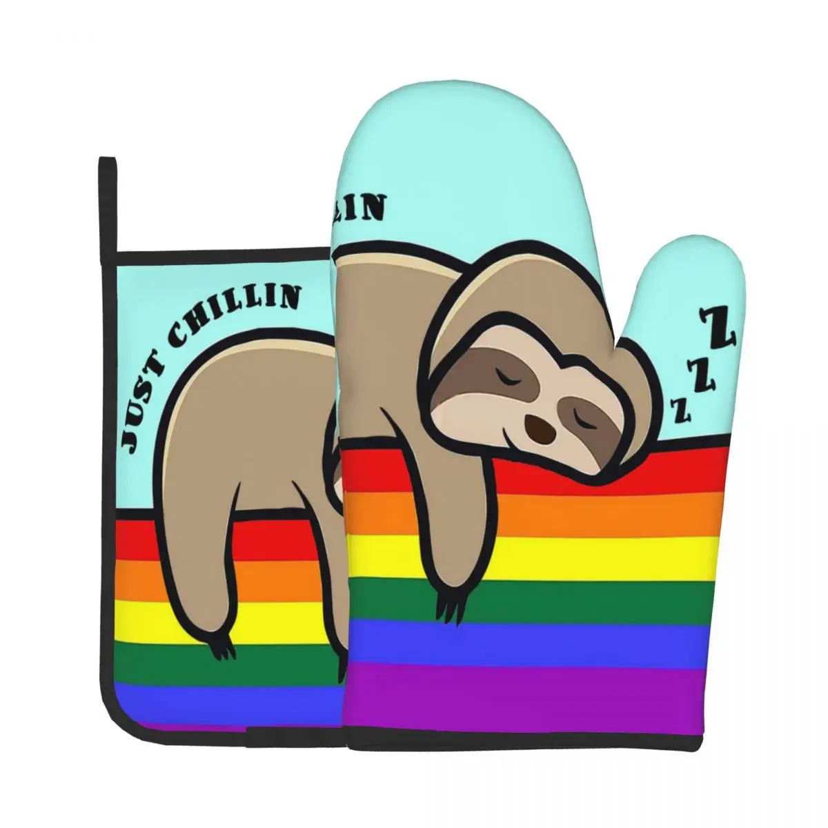 

Перчатки для приготовления пищи только Chillin Sloth Potholder, кухонные перчатки для выпечки, изоляционная подушка для микроволновой печи, забавные ...