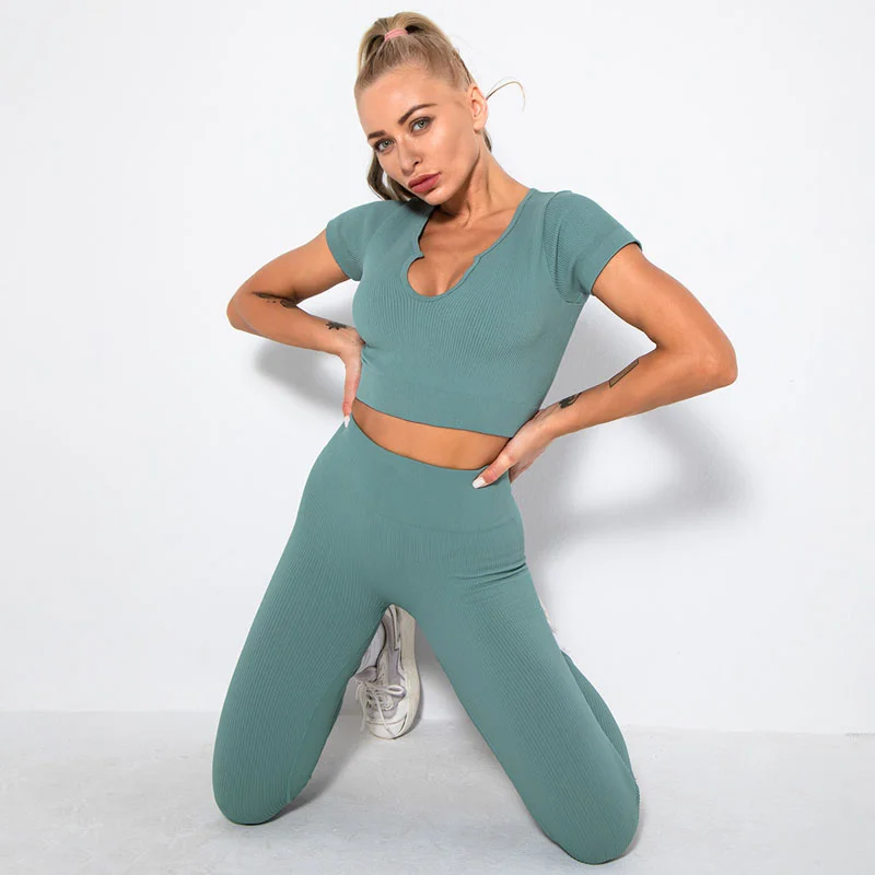 2/4/6PCS Seamless Women Yoga Set Workout Sportswear Fitness Bra Sport Pants Gym Clothing High Waist Leggings Shorts Sports Suits