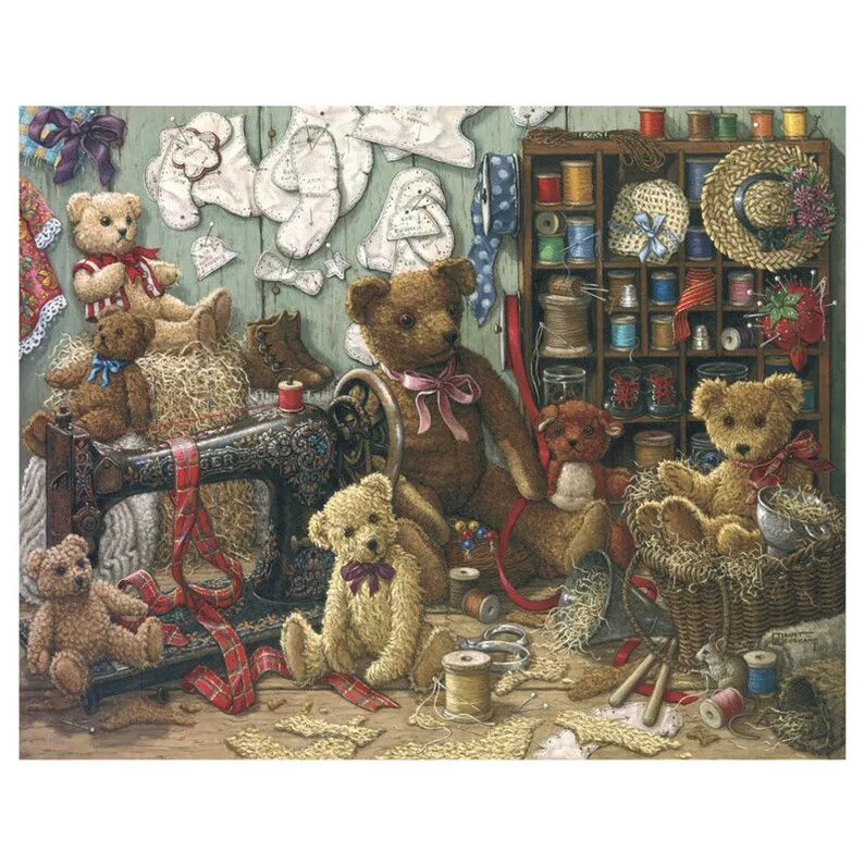 

Sewing Machine Teddy Bear 5D DIY Full diamond painting art kits cross stitch home decor gift wall art quality