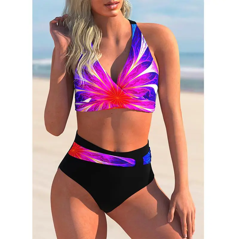 2022 New Sexy Bikini High Waist Women Swimsuit Push Up Female Swimming Suit Bathing Beach Plus Size Swimwear Set |
