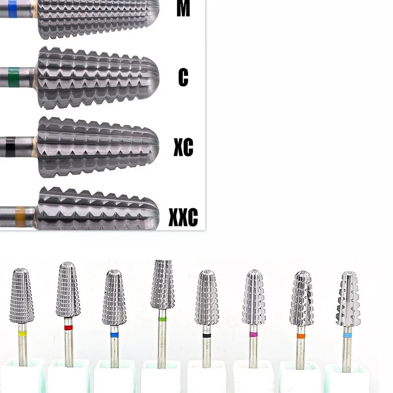 

Carbide burs 8Types carbide burr 3/32" Large Cone Silver Carbide Nail Drill Bit -X Fine to 4X Coarse -For Electric Drill Machine