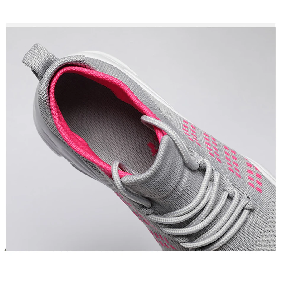 Loekeah Knitting Clunky Sneaker Breathable Ladies Casual Shoes Increased Walking Shoes Couple Fashion Lace-Up Platform Footwear