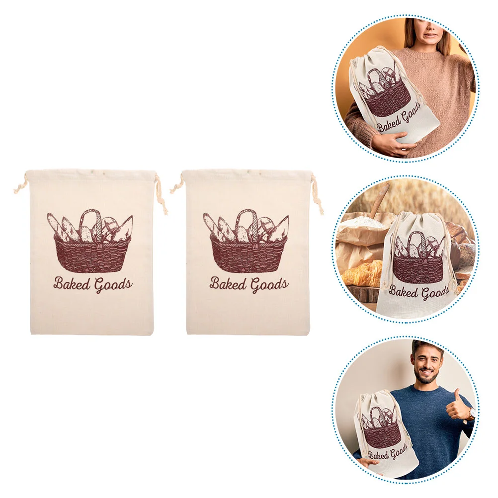 

Bread Bag Bags Pastry Pouches Drawstring ‌linen Reusable Food Baking Containers