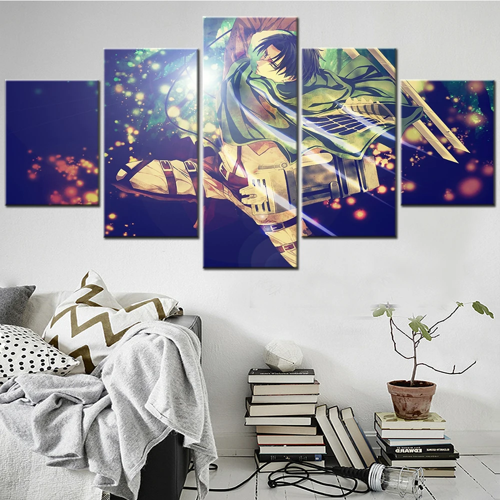 

HD Home Decoration Canvas Pictures Living Room Modern 5 Pieces Attack on Titan Printed Painting Wall Art Modular Anime Posters