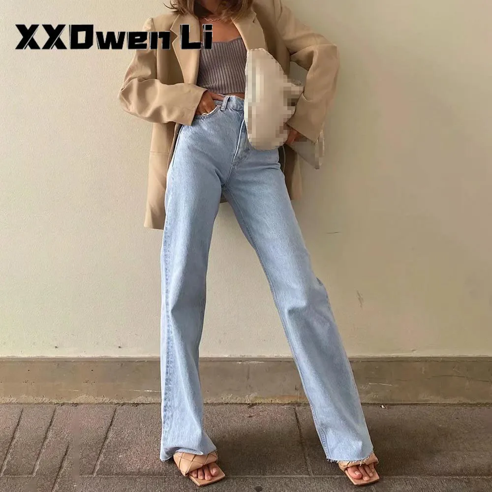 

Wide Leg Pant Women Jeans Autumn Winter High Waist Slouchy Black Straight Leg Denim Trouser Fall 2022 Casual High Street Clothes