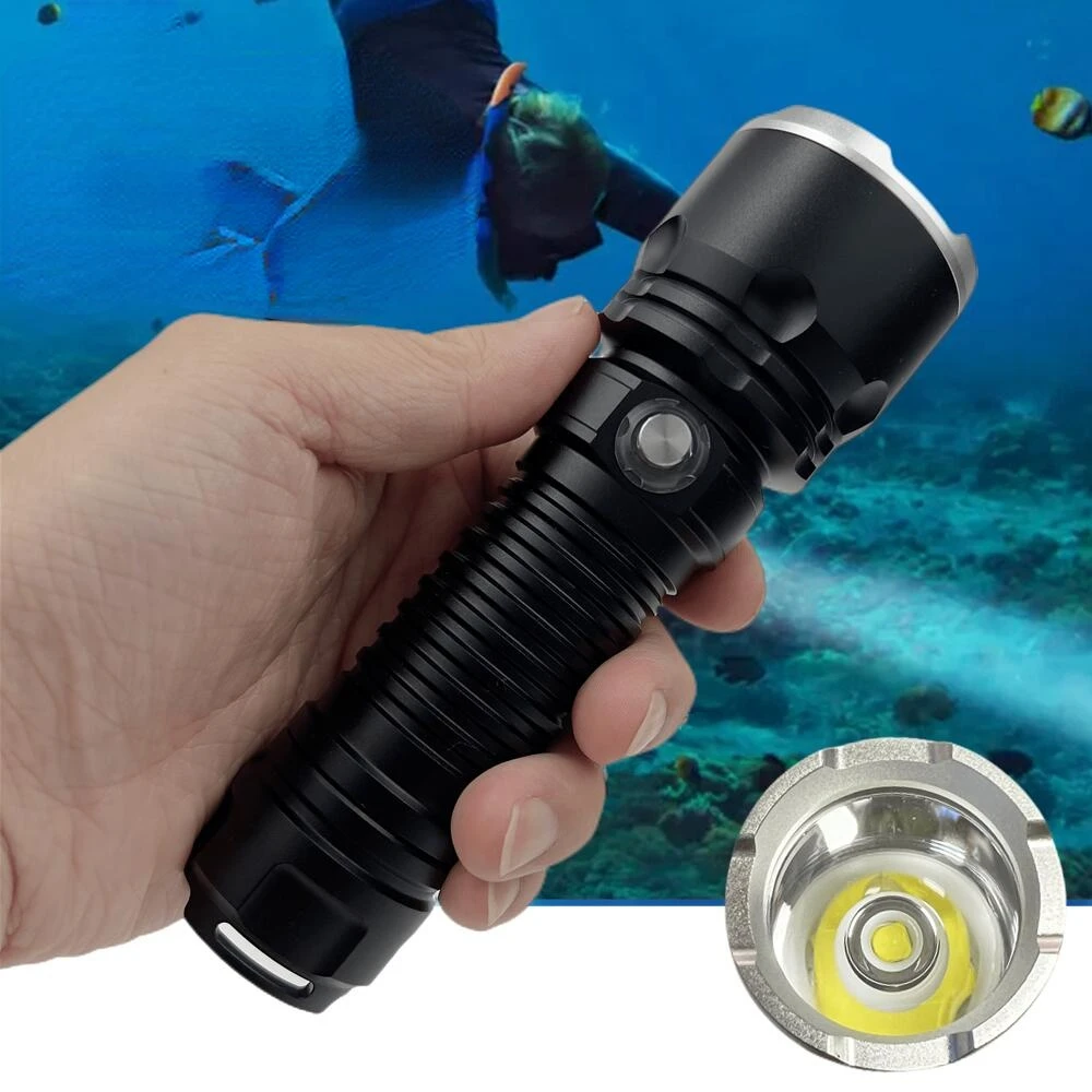 

Professional diving flashlight, high brightness, led, waterproof ipx8, xhp70. 2. Battery powered 18650 or 26650 Best
