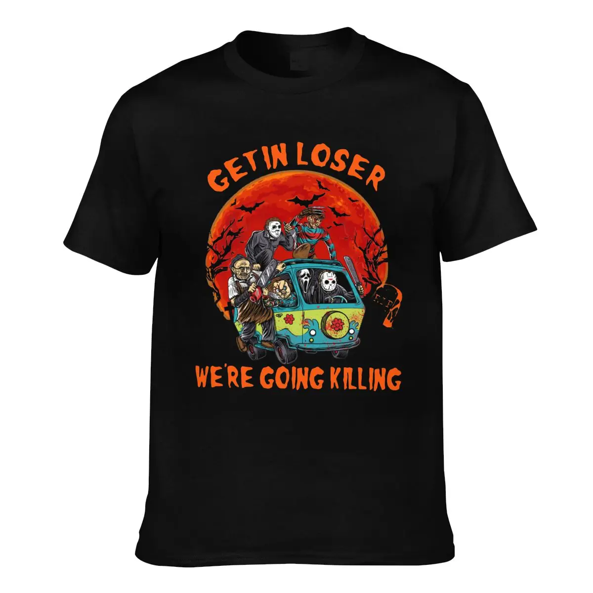 

Get In Loser We're Going Killing Retro T Shirt Men halloween scary ghost spooky Essential T Shirts Round Neck Print Top Tees