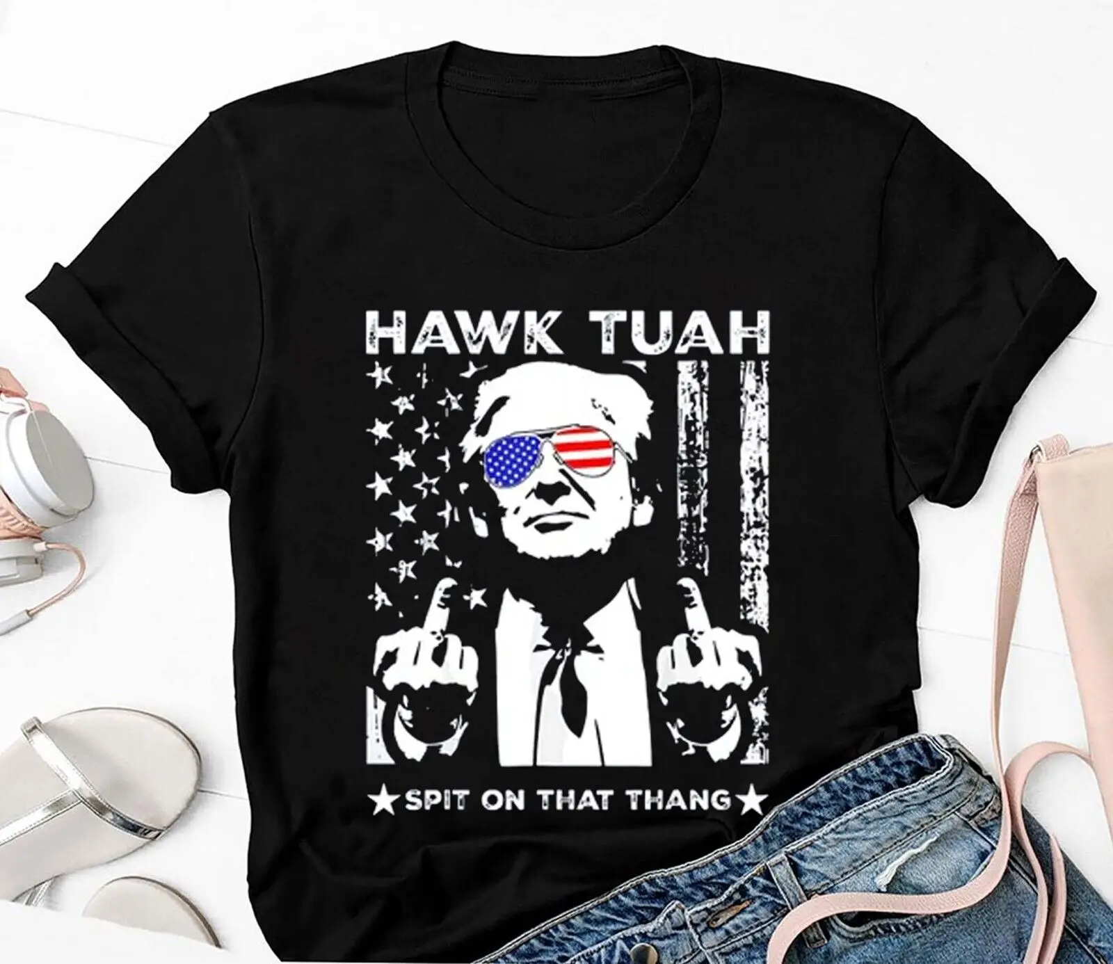 Hawk Tuah 24 воплощение на эту рубашку 2024 рубашка Трампа забавная вирусная