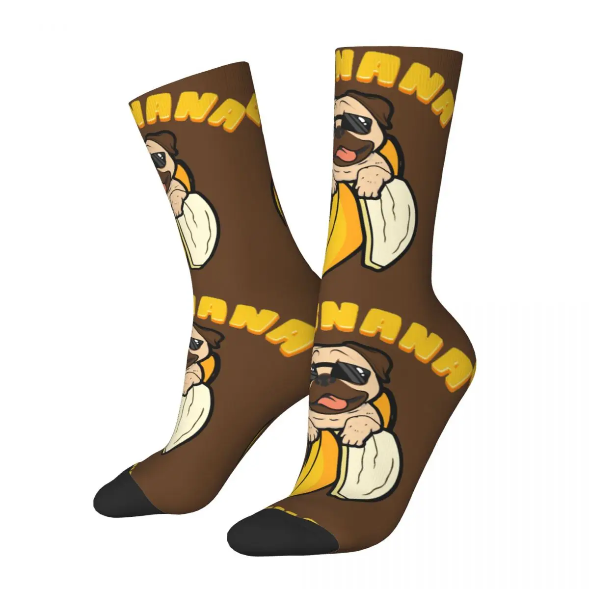 

Happy Funny Men's compression Socks Pugnana Funny Retro Harajuku Dog Banana Interest Fruits Happy Hip Hop Casual Crew Sock