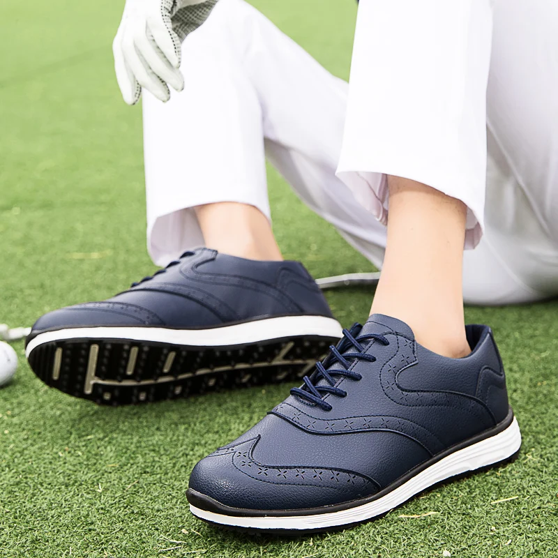 New Men's Golf Shoes Non-Slip Studless Comfort Sneakers Men's Outdoor Workout Golf Sneakers Blue Black Golf Sneakers Size 39-45