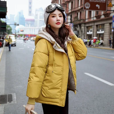 

Cotton jacket women's short and mid-length warm and thick winter all-match comfortable zipper with hood