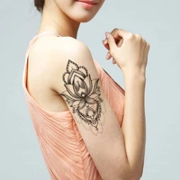 lotus totem flower leaves waterproof temporary tattoo sticker jewelry necklace black tattoos body art leg arm back fake tatoo