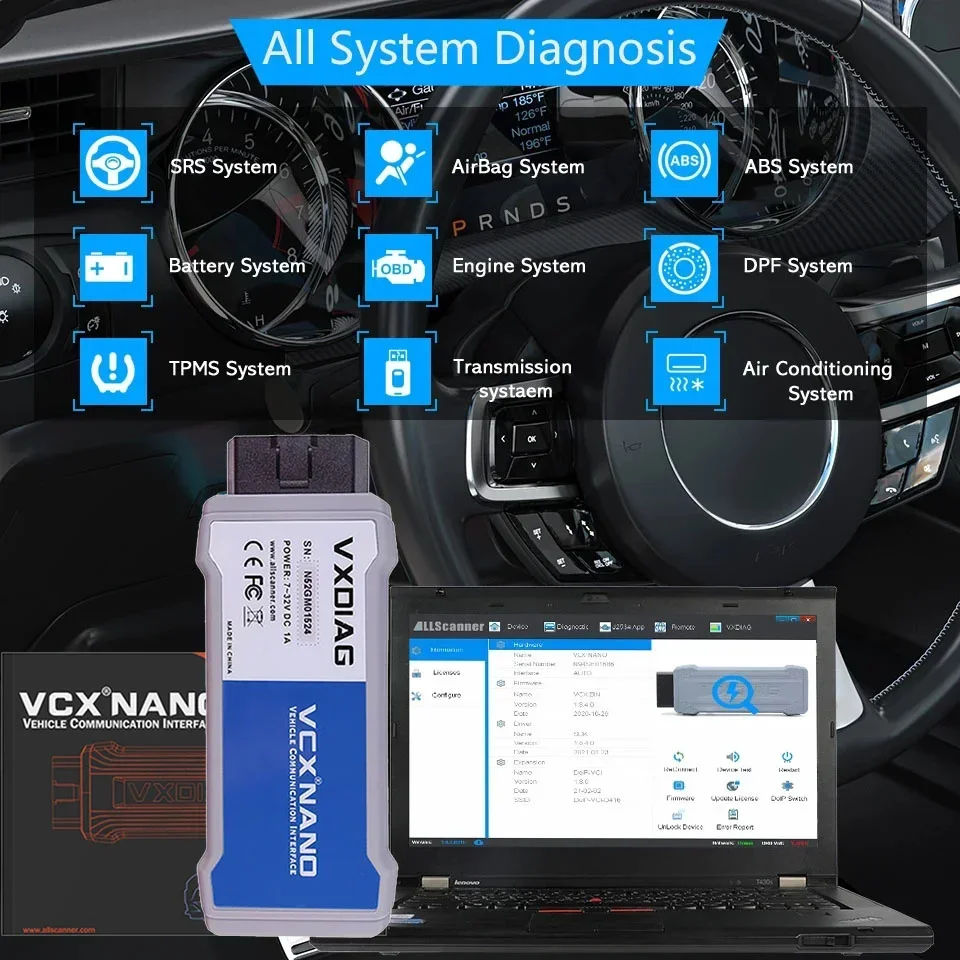 VXDIAG VCX NANO NX600 для GM WIFI J2534 Программирование ECU Кодирование Активный тест OBD2