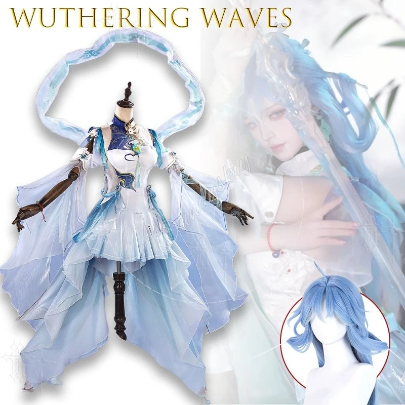 Фото Костюм для косплея Wuthering Waves Qingxiao Dream State Lord, полный комплект, наряд игрового персонажа для Comic Con, Хэллоуина, фотосессий, элегантный №2