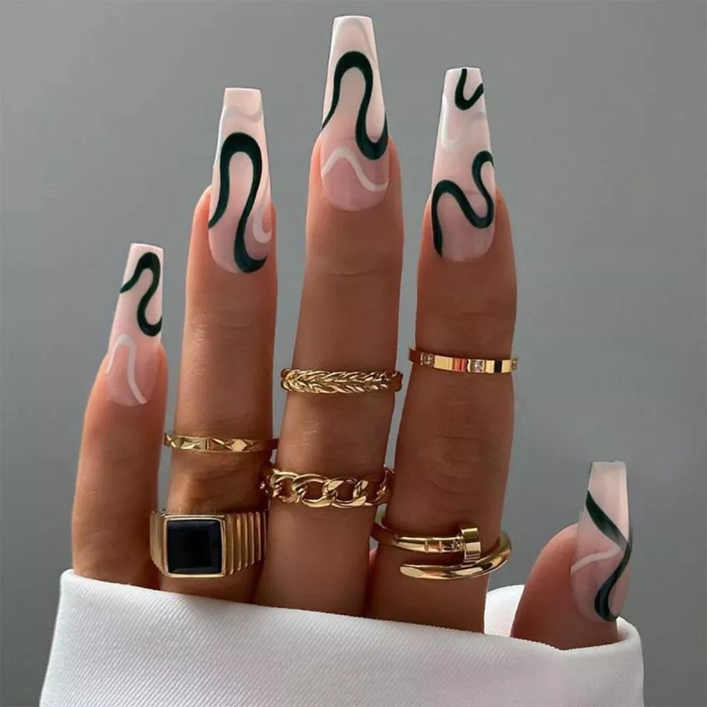 

Extra Long Coffin Ballerina False Nails Fake Nails With Designs Press On Nails Manicure Tool Nail Accessory Full Cover Nail Tips