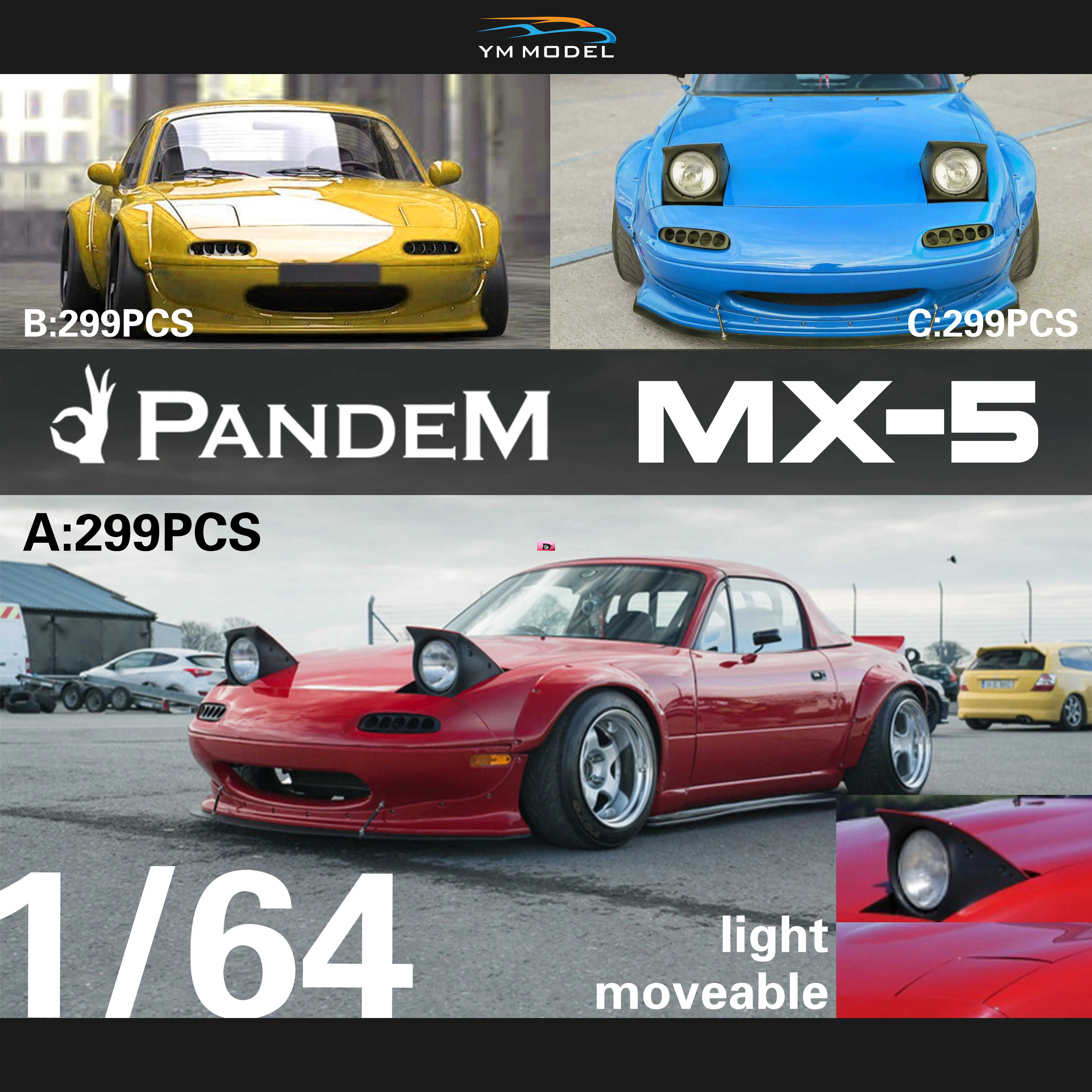 

YM head turn light replaceable parts 1:64 Rocket Rabbit Mazda MX-5 modified version MX5 resin car model collection gift
