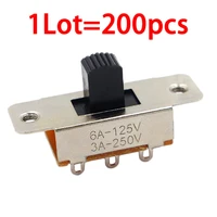 200pcs on off 3 position 2p3t pcb panel slide switch panel mount vertical slide switch 6 pin high current 3a 250v toggle switch