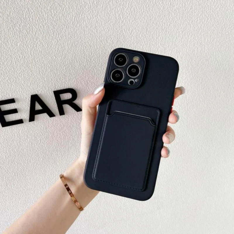 

Luxury Card Holder Phone Case for iPhone 12 13 14 Pro Mini 11 XS Max XR 6 8 7 Plus TPU Wallet Soft Back Cover Shockproof Coque