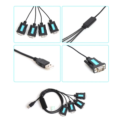 Аксессуары для ПК, ноутбуков, Windows, 4-портовый USB-RS232, RS-232, 9-контактный последовательный кабель DB9, набор микросхем PL2303, адаптер «папа»