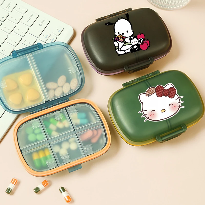 Sanrio Hello Kitty Kuromi Cinnamoroll аниме Kawaii герметичная влагостойкая коробка для таблеток 8