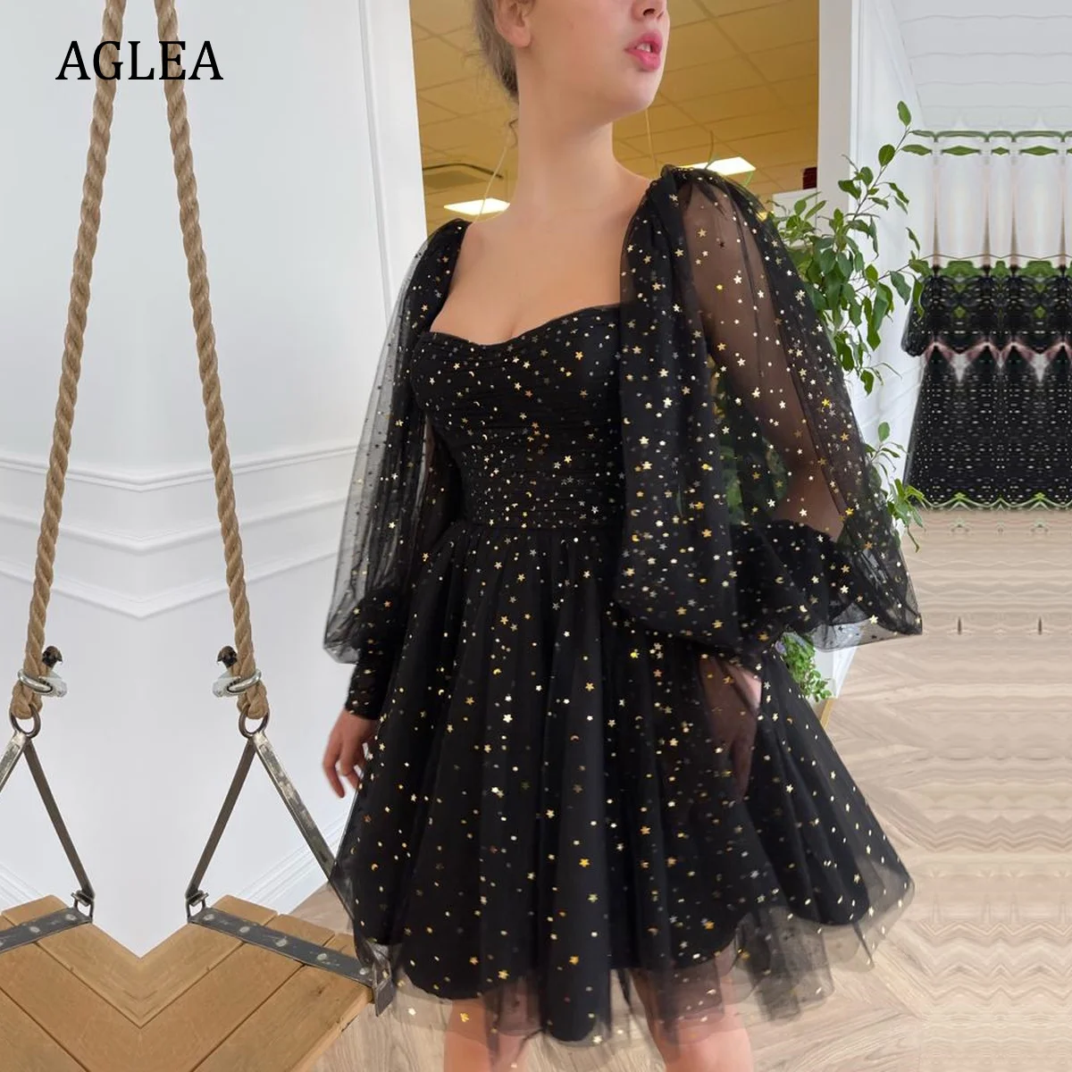 

Женские вечерние платья AGLEA, элегантные строгие платья с квадратным вырезом и драпировкой в несколько рядов для выпускного вечера