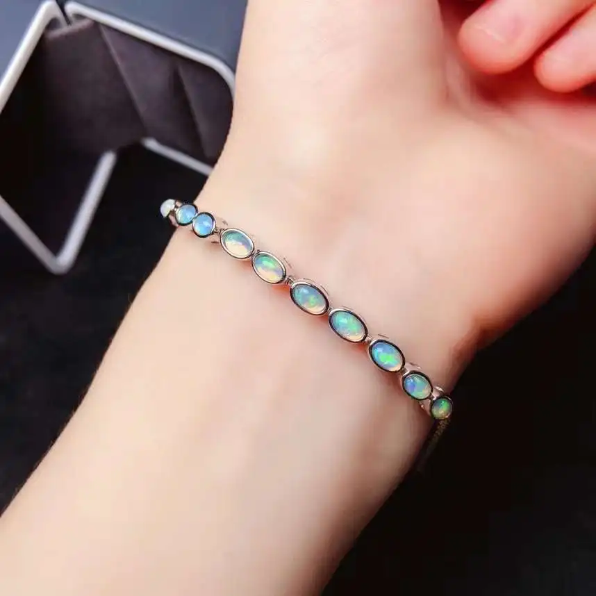 

Fashion cute Circle Bubble S925 silver natural Multicolor opal bracelet natural gemstone bracelet women party gift fine jewelry