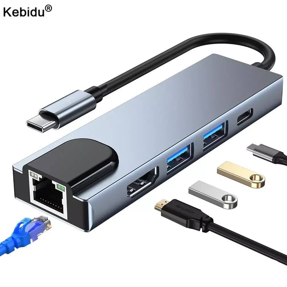 

USB-концентратор 5 в 1 с зарядным устройством USB 3,0, 4k, HDMI